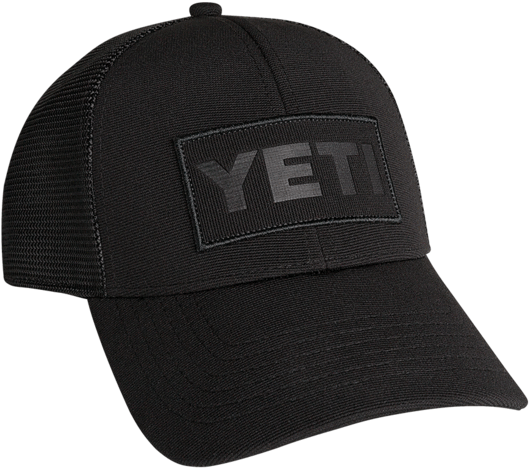 Yeti Black On Black Patch Trucker Hat (1024x624), Png Download
