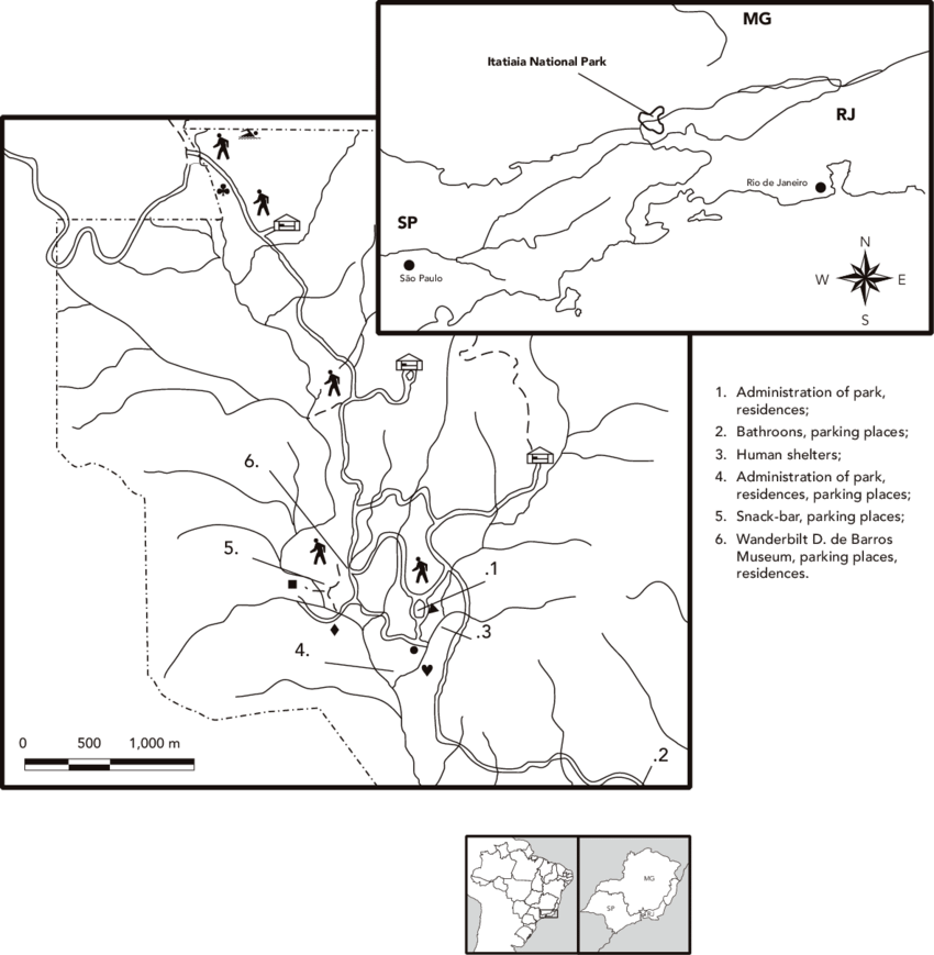 Map With The Location Of Itatiaia National Park, States (850x869), Png Download