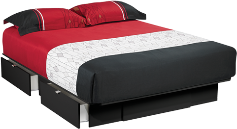 Image For Platform Bed With Storage Drawers (519x804), Png Download