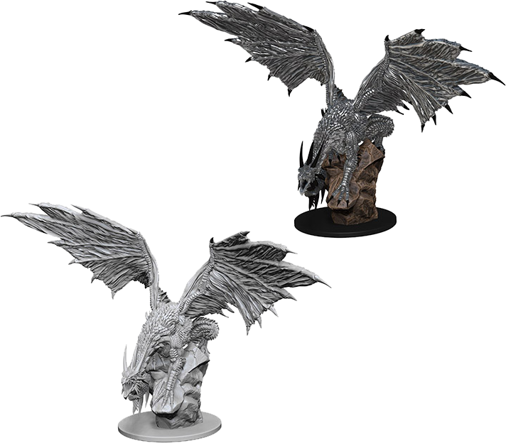 Pathfinder Battles Deep Cuts Miniature Silver Dragon (712x624), Png Download