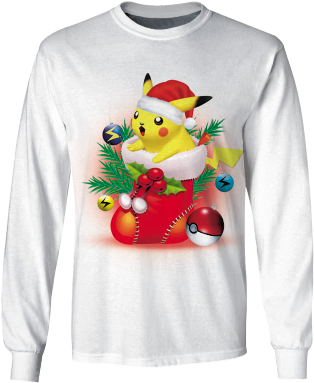 3d Pokemon On Christmas Full Print T Shirt (800x799), Png Download