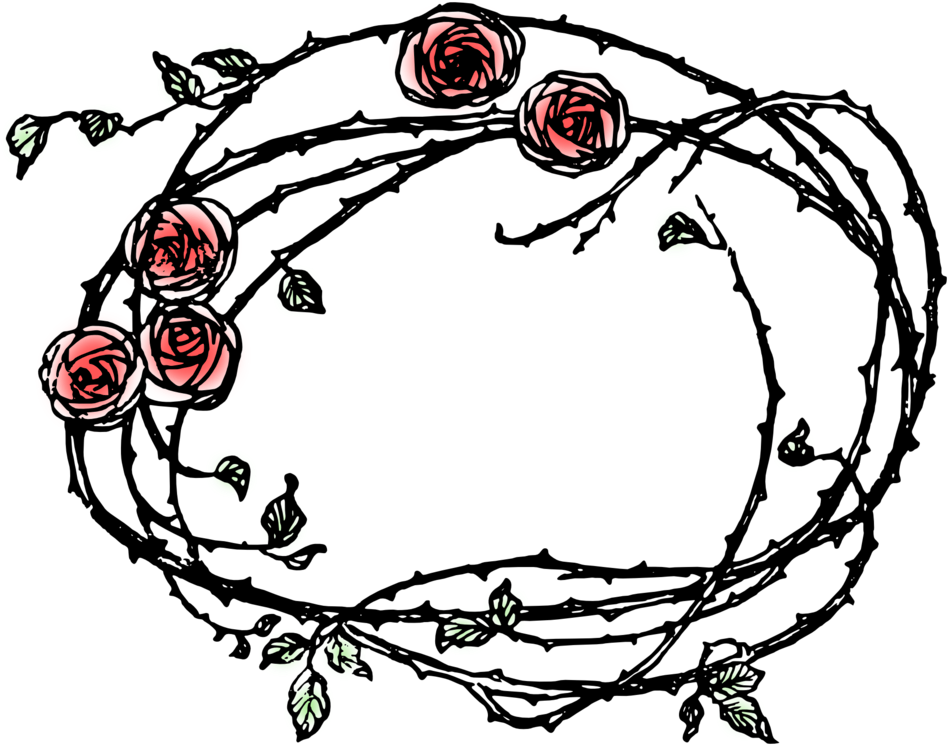 Rose Border - Rose Border Line Art (958x754), Png Download