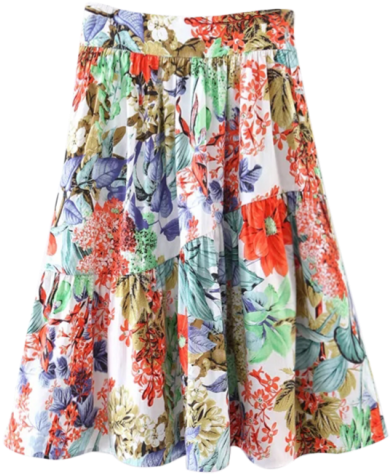 Floral Knee Length A Line Skirt - Skirt (400x532), Png Download