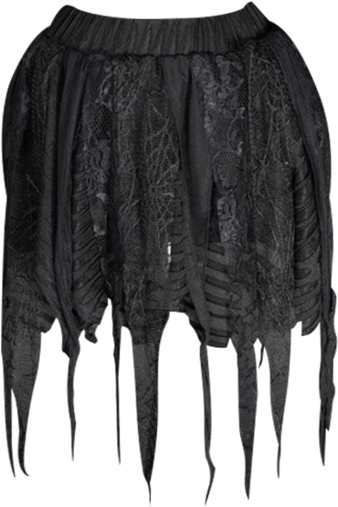 Gothic Black Tattered Lace Skirt - Overskirt (555x555), Png Download