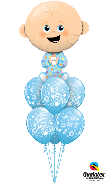 Giant Baby Boy Balloon Bouquet - 38" Shape Packaged Baby Boy - Mylar Balloons Foil (350x600), Png Download