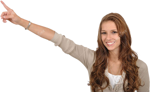 Woman-pointing - Woman Pointing Png (500x302), Png Download