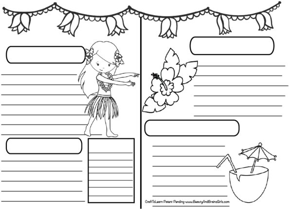 Luau Theme Journal Diy Printable Instant Download Bullet - Layout Fauxbonichi (690x469), Png Download