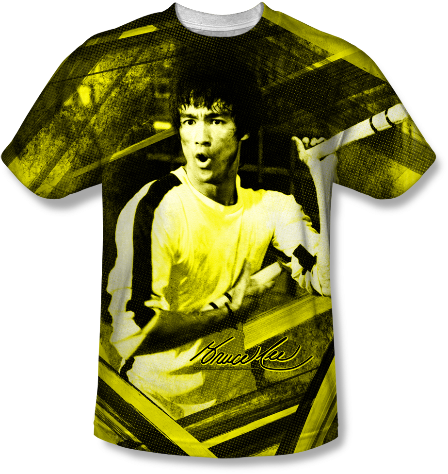 Bruce Lee Sublimated T-shirt - Bruce Lee - Stripes T-shirt Size M (1000x1000), Png Download