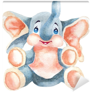 Watercolor Baby Elephant Illustration On White Wall - Watercolor Painting (400x400), Png Download