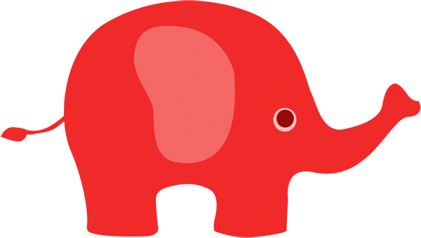 Red Clipart Baby Elephant - Red Elephant Clipart (600x339), Png Download
