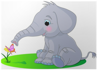 Cute Baby Elephant Cartoon (400x400), Png Download