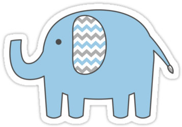 &rsaquo Baby Elephant Sticker With Blue And Gray Chevron - Blue And Gray Elephant Clipart (375x360), Png Download