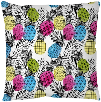 Colorful Pineapple With Watercolor And Grunge Textures - Der Pop-kunst-ananas-und Palmblatt-| Monogramm Mousepads (400x400), Png Download