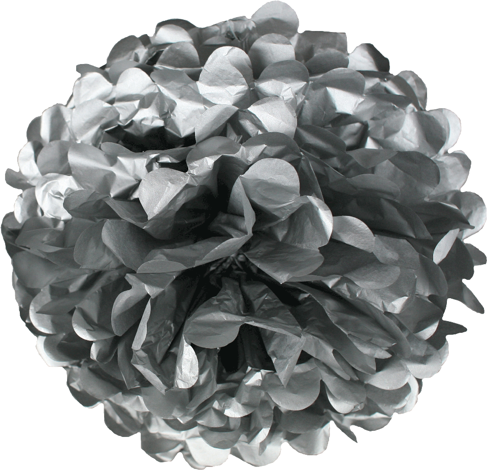 8 Inch Tissue Paper Flower Pom Poms Pack Of 5 Silver (1000x1000), Png Download