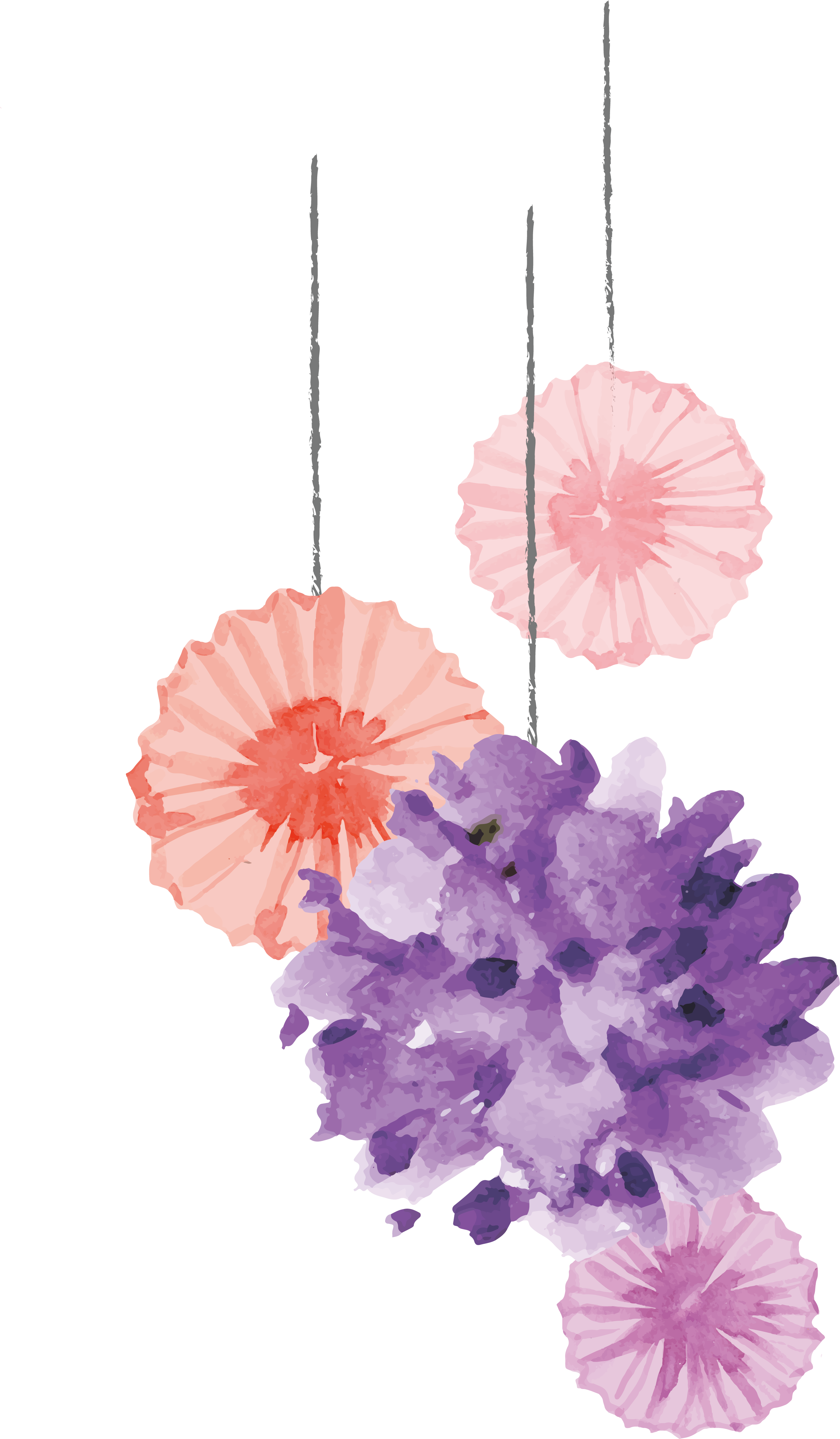 Birthday Cake Wedding Invitation Clip Art - Watercolor Birthday Flowers Png (2674x4579), Png Download