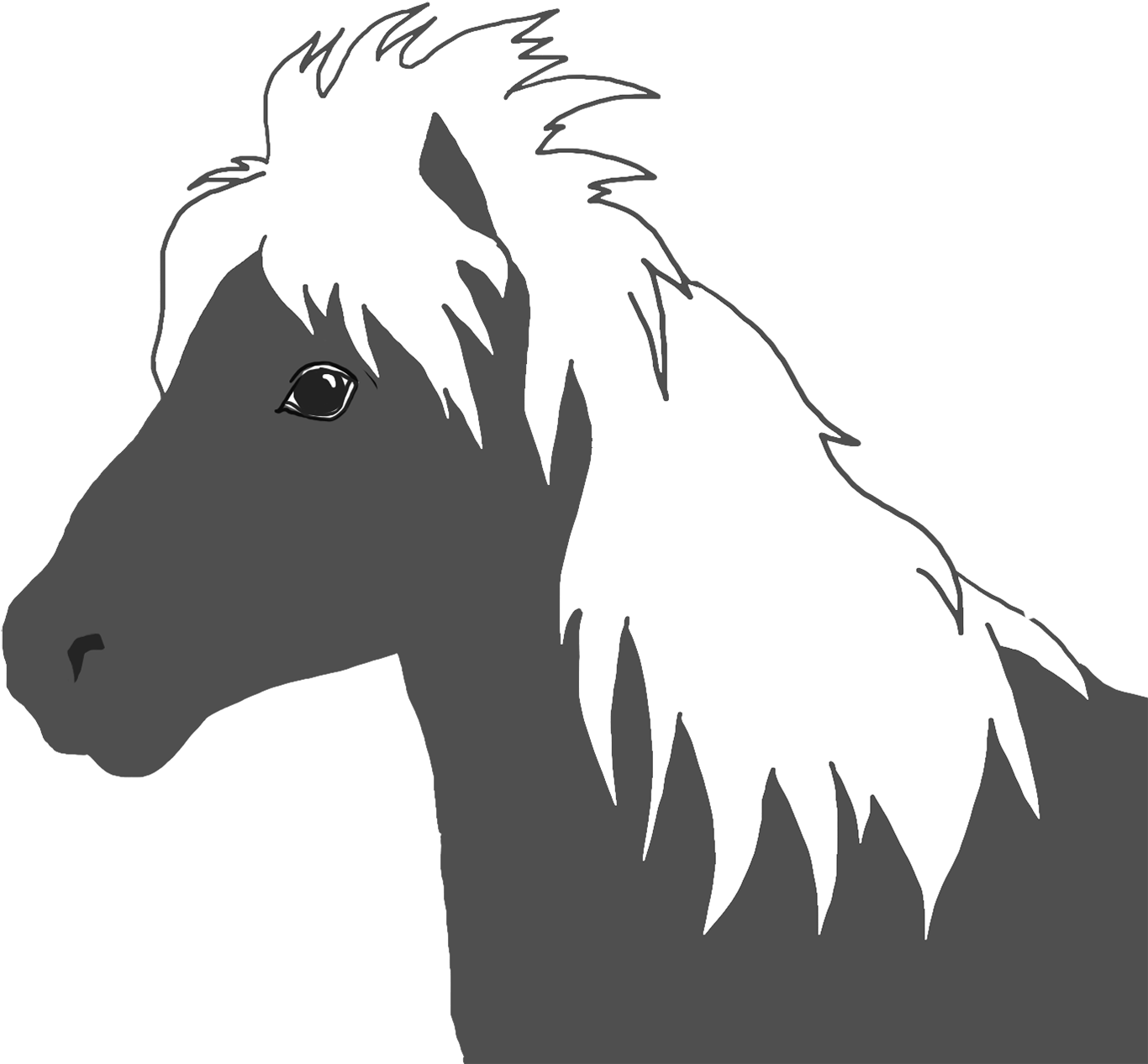 Horse Silhouette White Mane 1,417×1,352 Pixels - Horse (1417x1352), Png Download