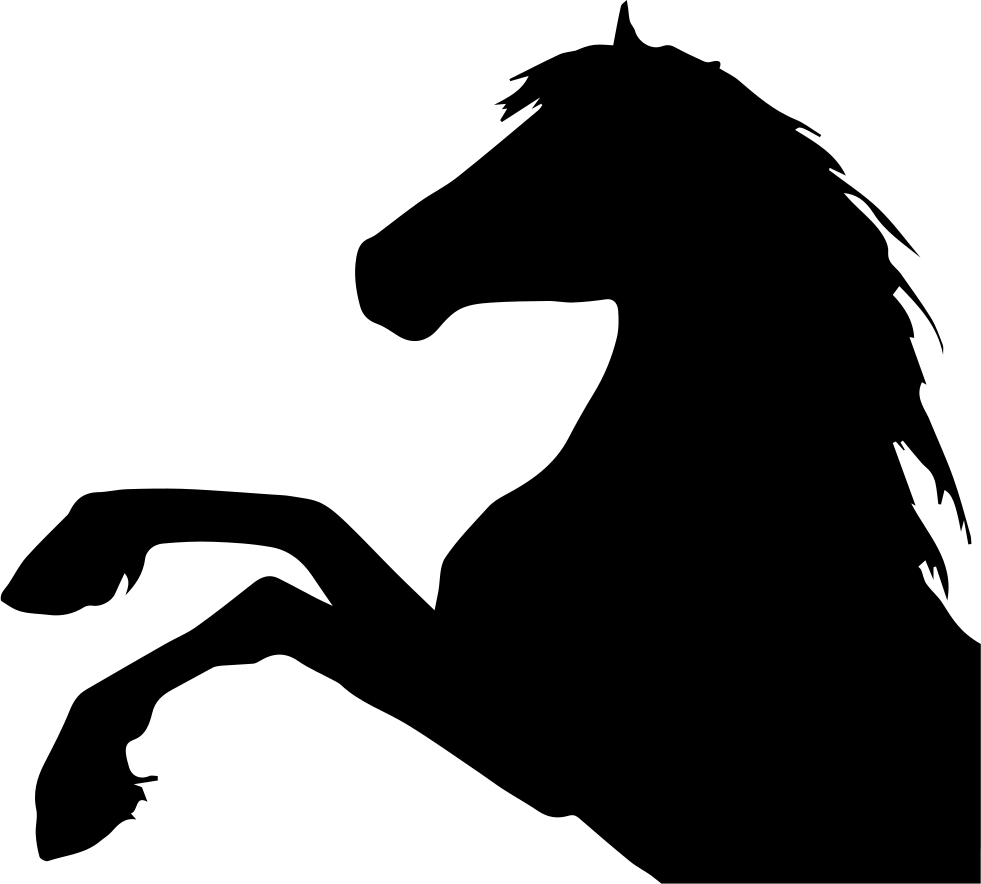 Horse Raising Feet Side View Silhouette Head Part Comments - Horse Head Silhouette Png (981x884), Png Download