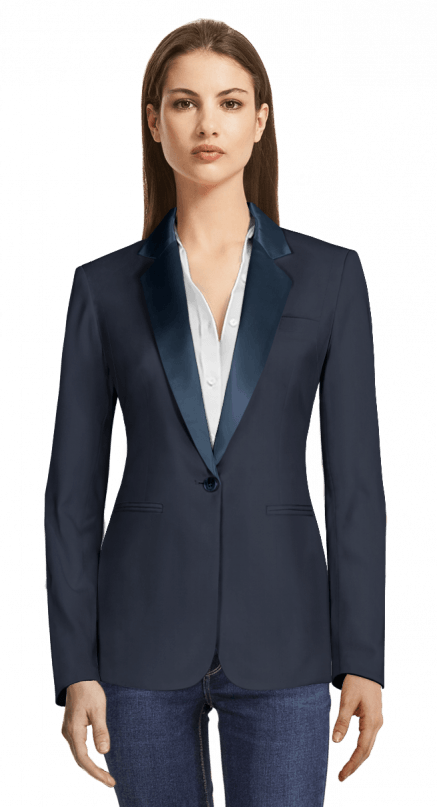 Blue Tuxedo Blazer - Blazer For Female Front View (437x807), Png Download