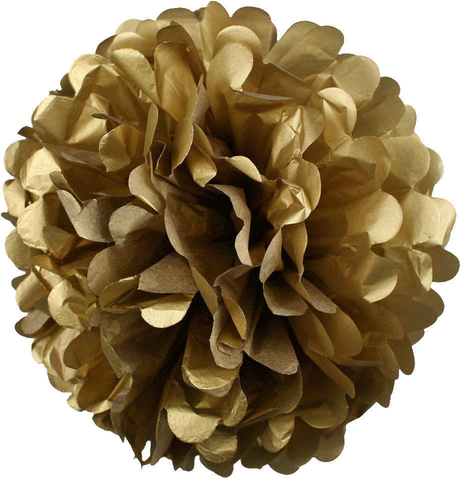 10 Inch Tissue Paper Flower Pom Poms Pack Of Gold (1000x1000), Png Download