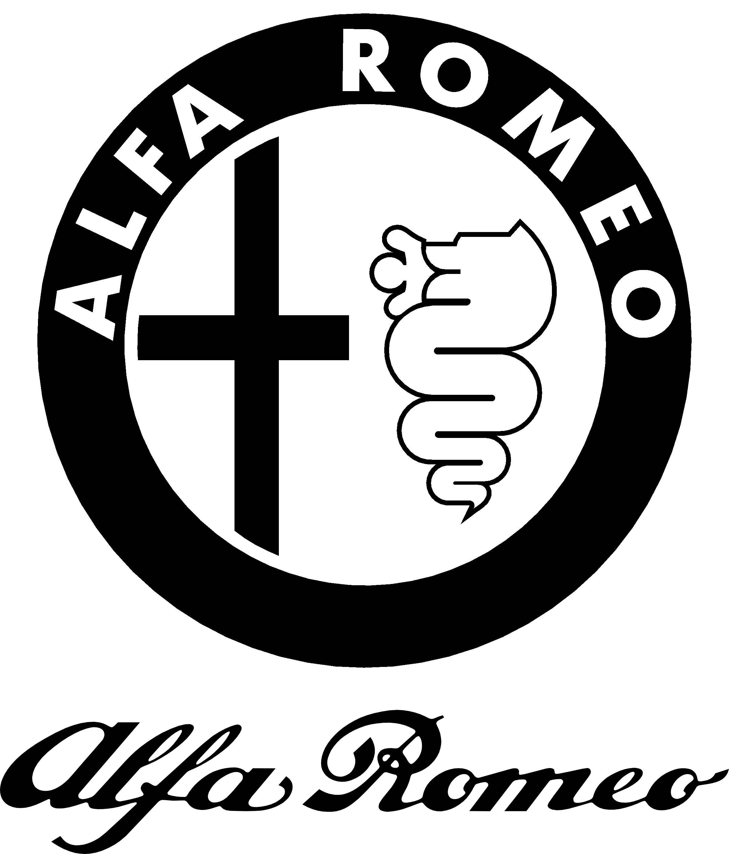 Alfa Romeo Logo Black And White (2400x2812), Png Download