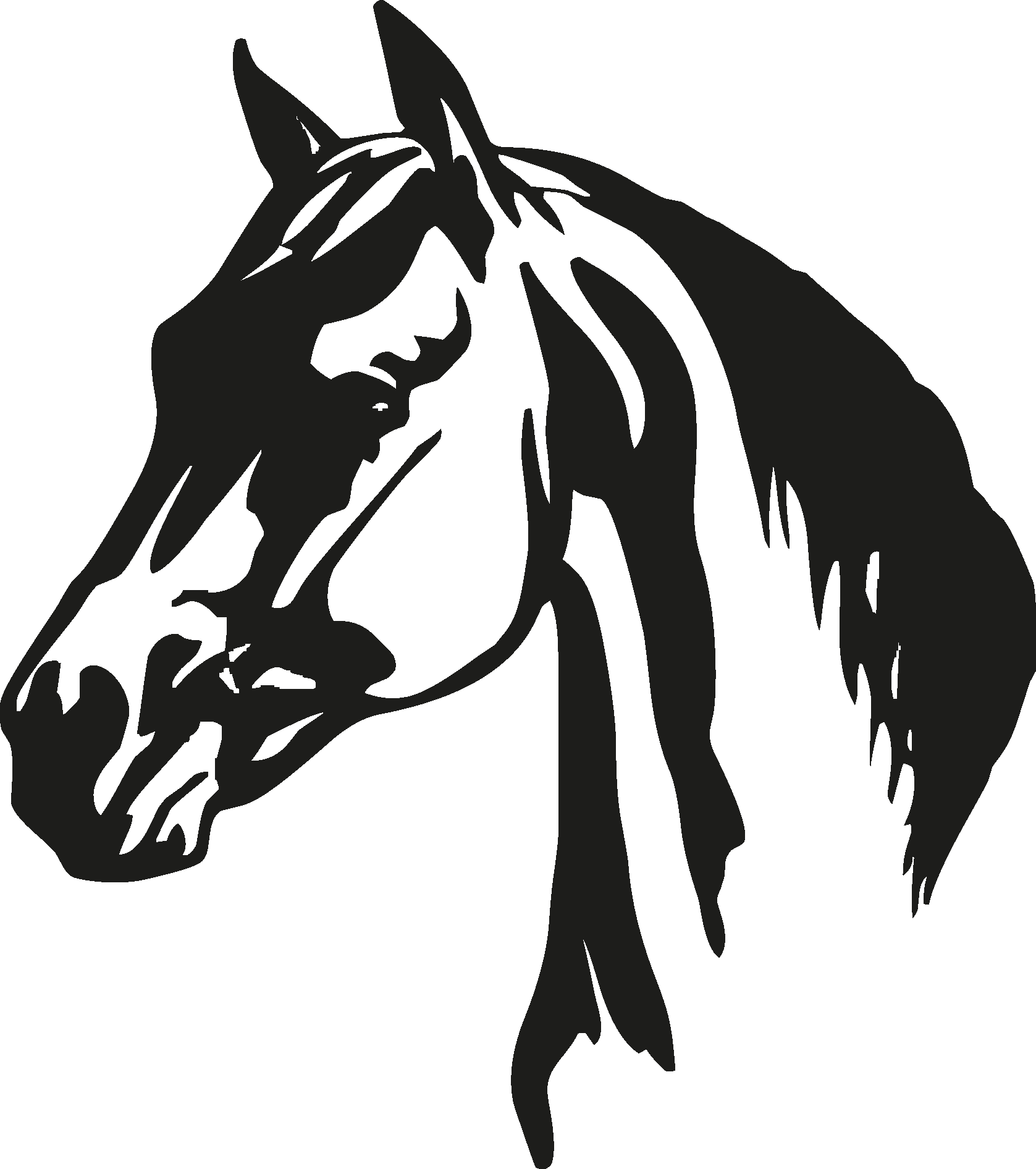 Horse Head Black And White Vectors - Troféu De Cavalgada (1677x1892), Png Download