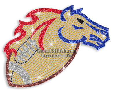 Custom Football Horse Head Glitter Iron On Transfer - Needlework (450x450), Png Download