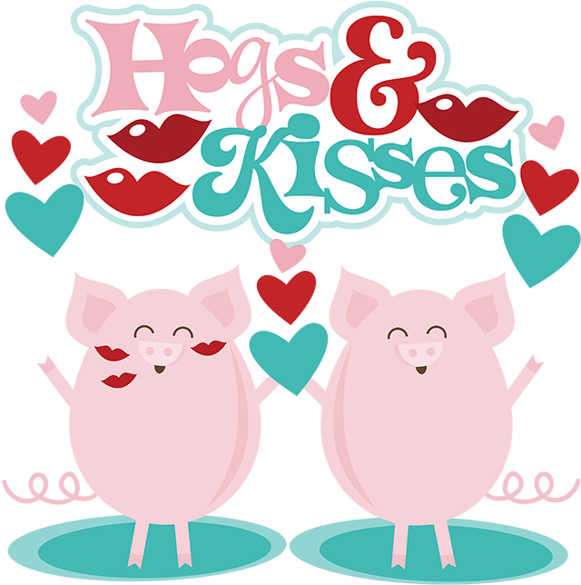 Hogs & Kisses Svg Scrapbook Files Cute Svg Cuts Valentines - Pig Valentine's Clip Art (648x644), Png Download
