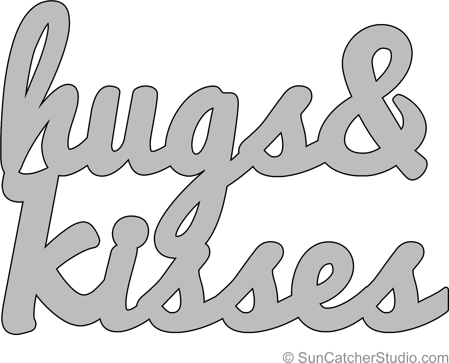 Hugs & Kisses Lower Pattern Template Stencil Printable - Calligraphy (2100x1580), Png Download