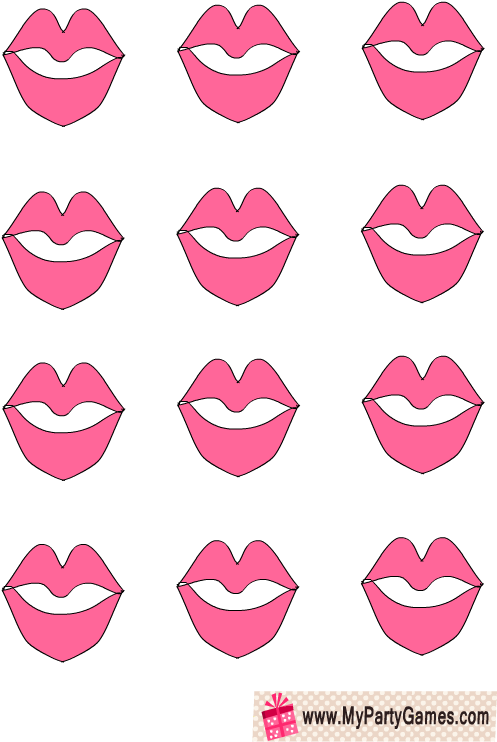Kisses For Pin The Kiss On Frog Princess Party Game - Pin The Kiss On The Frog Kisses (612x792), Png Download