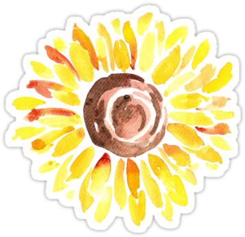 Beautiful Sunflower Painted With Watercolors • Also - Chenara Dodge (375x360), Png Download