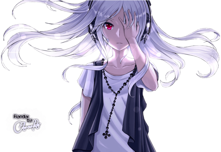 Music Girl White Hair Render By Schokoladeneisx3 On - White Haired Anime Girl Png (800x491), Png Download
