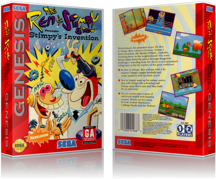 Sega Genesis Stimpy's Invention Sega Megadrive Replacement (800x650), Png Download