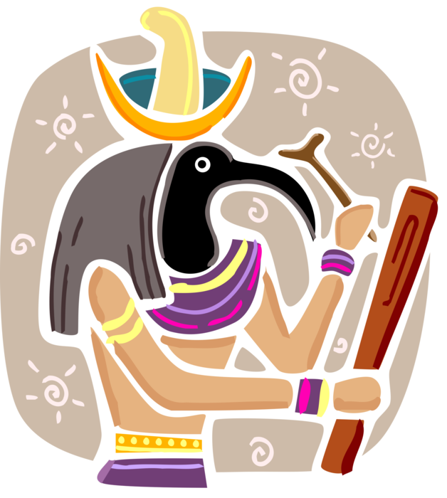 Vector Illustration Of Thoth Ibis Ancient Egyptian (628x700), Png Download