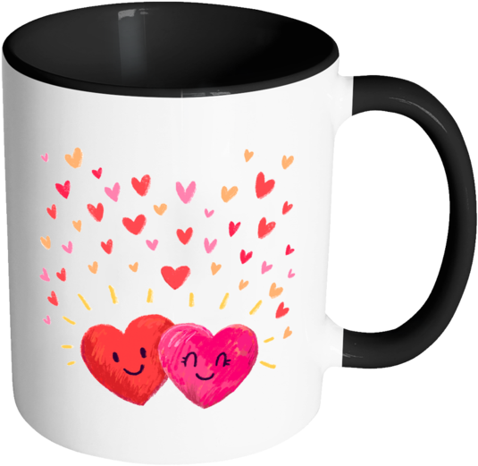 Happy Hearts Color Accent Coffee Mug, Your Choice Of (600x600), Png Download