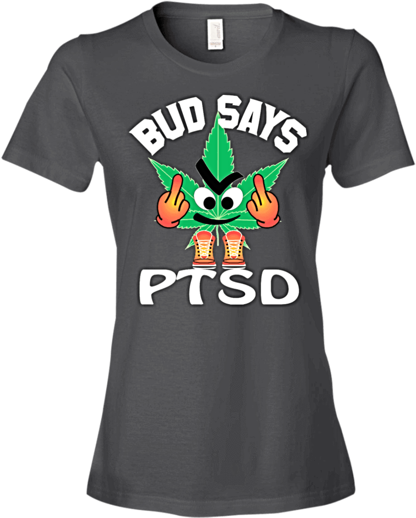 Bud The Weed Leaf Flipping The Bird At Ptsd Fitted (1024x1024), Png Download
