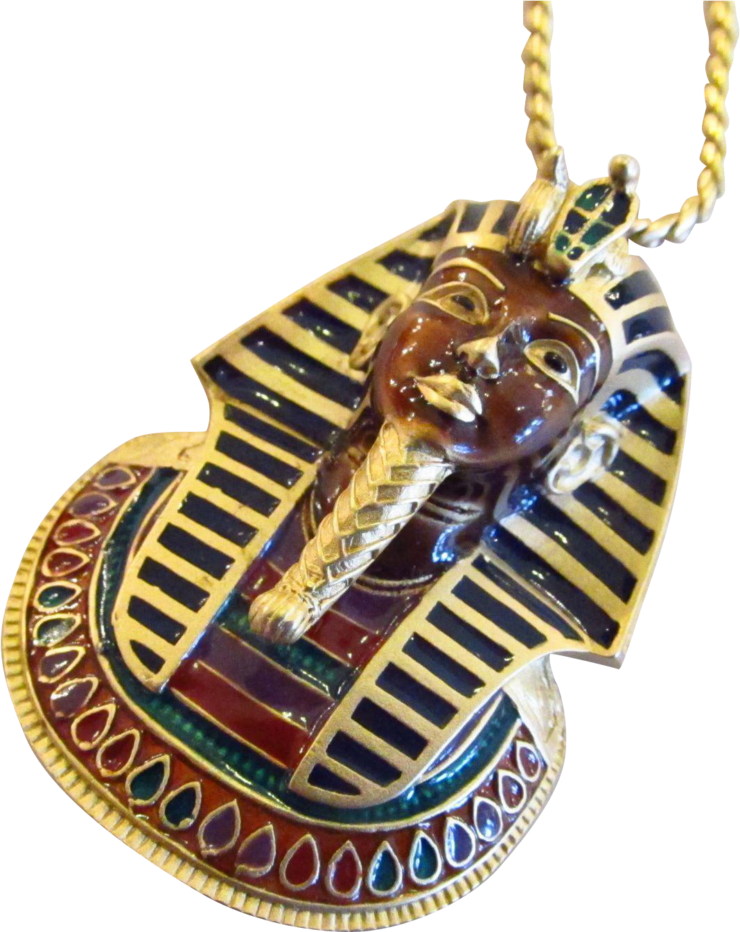D'orlan Enamel King Tut Pharaoh Pendant Necklace Egyptian (1343x1343), Png Download