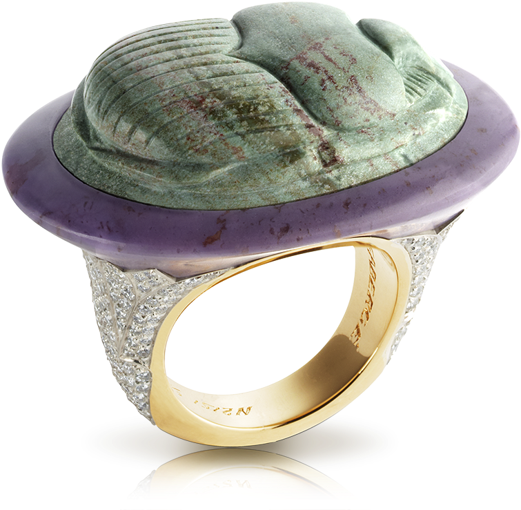 Fabergé Green Scarab Ring Features A Scarab Beetle (800x800), Png Download