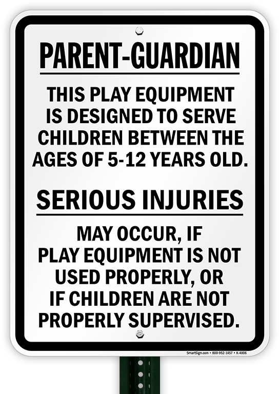 Serious Injuries Supervision Playground Sign (800x800), Png Download