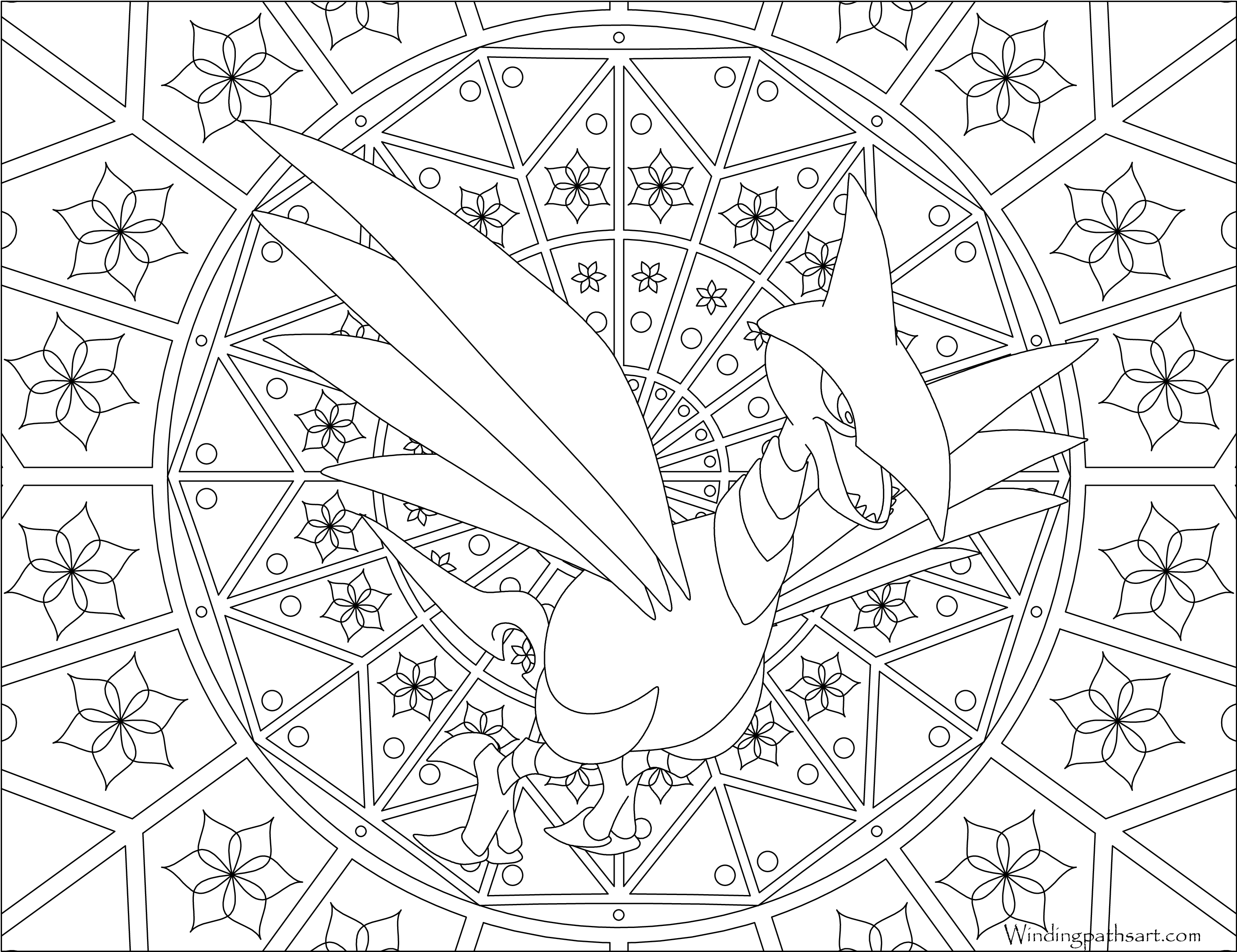 #227 Skarmory Pokemon Coloring Page (3300x2550), Png Download