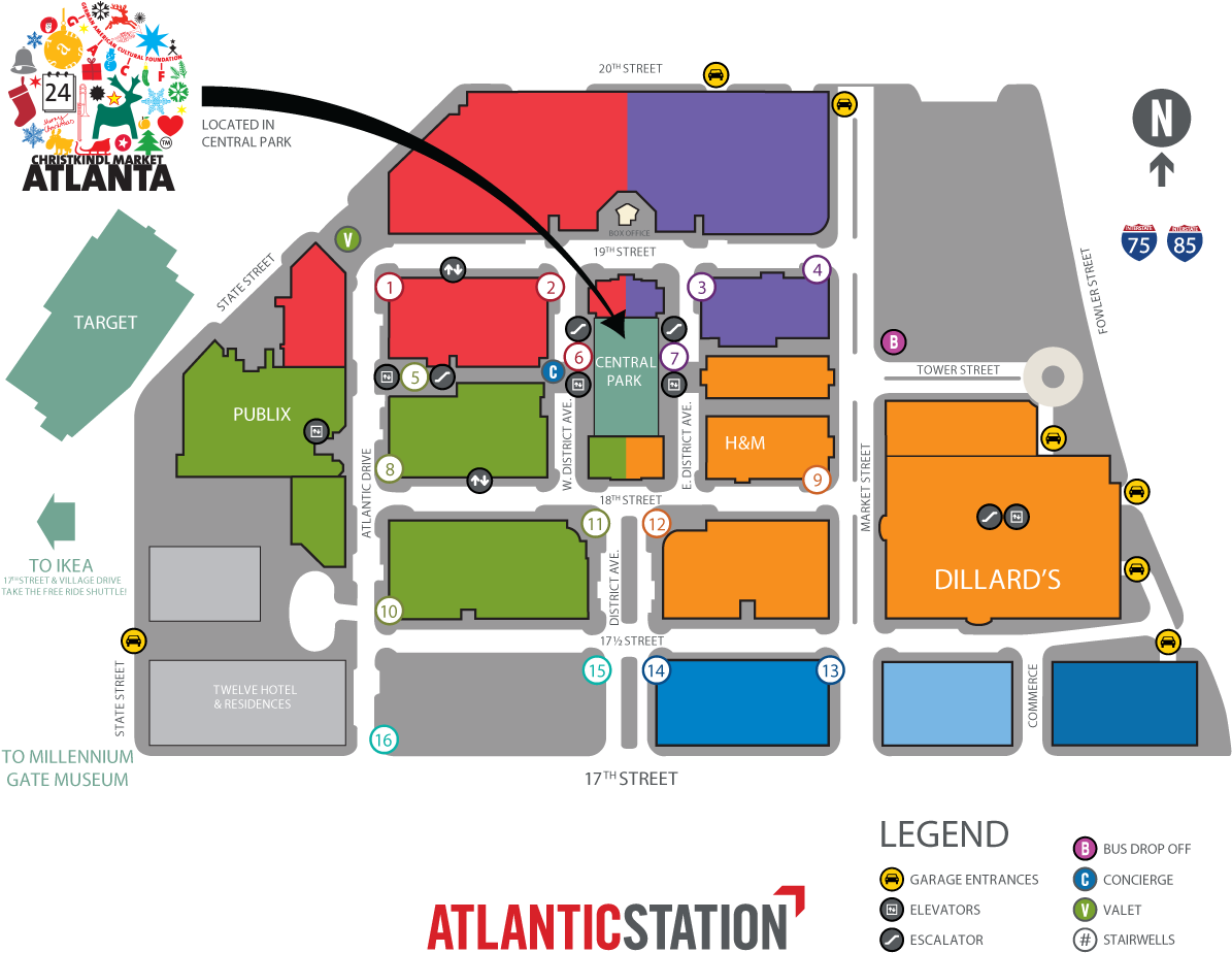 Atlantic Station Parking Map (1200x975), Png Download