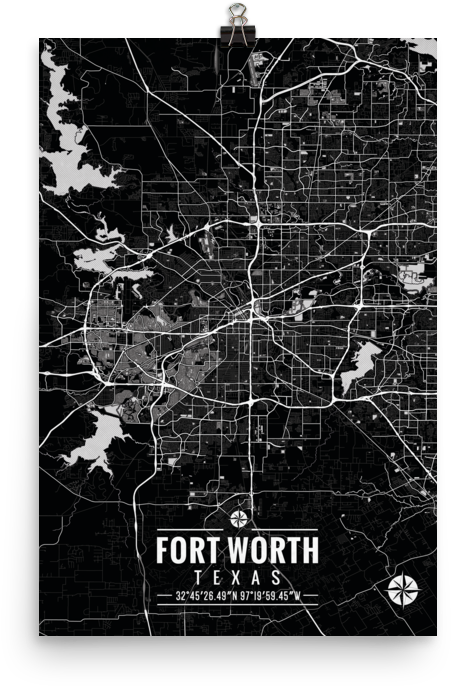 Fort Worth Texas Map With Coordinates (1000x1000), Png Download