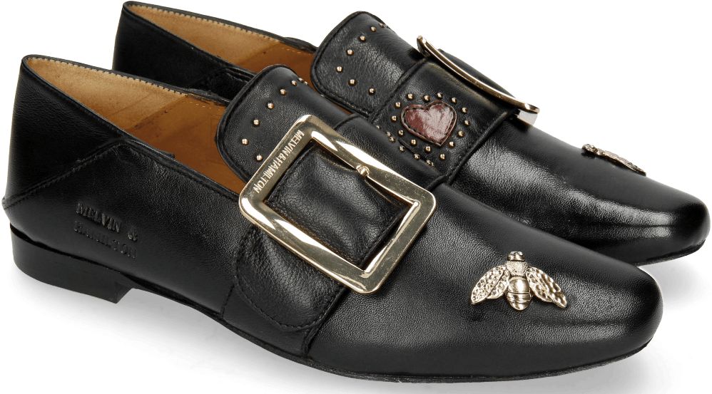 Loafers Luna 2 Nappa Black Bee Gold (1024x1024), Png Download