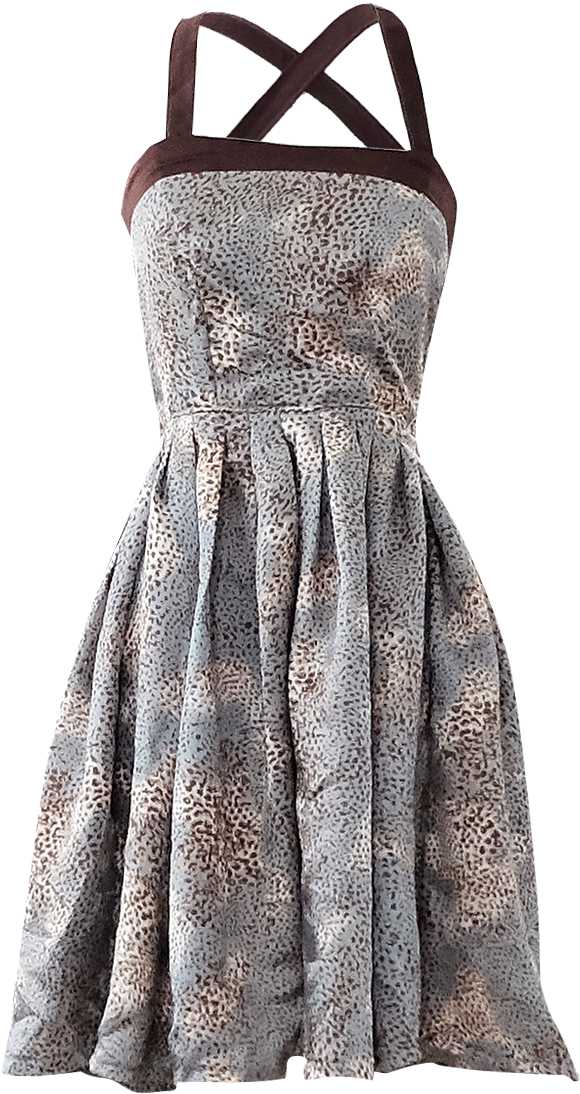 Gold And Teal Satin Leopard Print Dress By British - Little Black Dress (700x1372), Png Download