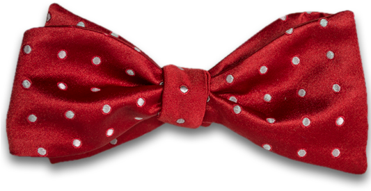 Red Satin Silk Self Tie Bow Tie With Silver Polka Dot - Polka Dot (532x354), Png Download