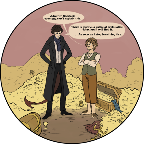 The - Smaug Bilbo Sherlock Watson (500x500), Png Download