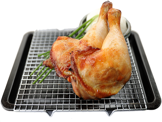 Double Roast Chicken Leg With Japanese Rice - Chicken As Food (658x439), Png Download