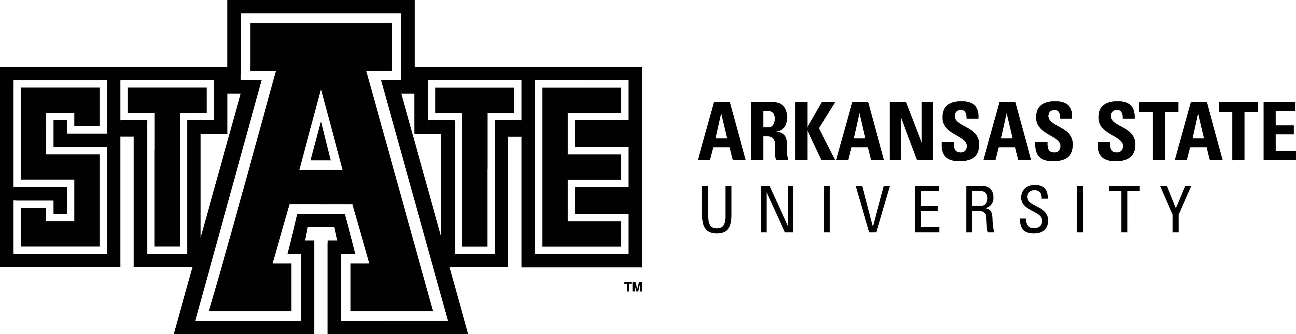 Arkansas State Logo Black And White (4176x1077), Png Download