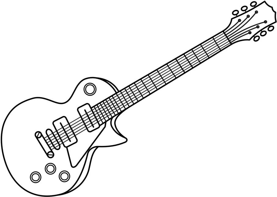 Guitar Lineart By Kol98 On Clipart Library - Electric Guitar Line Art (1024x731), Png Download