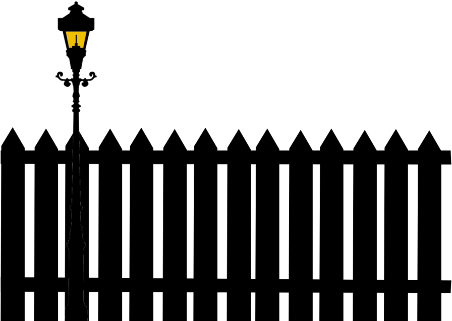 Lamp With Silhouette By Viktoria Lyn On - Spooky Fence Clip Art (900x675), Png Download