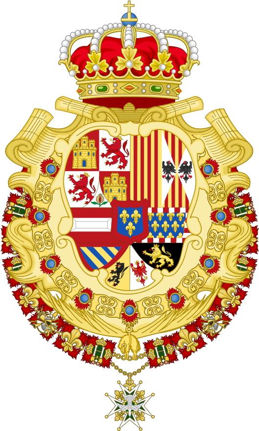 Royal Greater Coat Of Arms Of Spain Version With Golden - Wappen Riojas (spanien) Grußkarte (548x900), Png Download